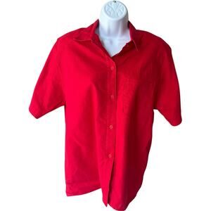 Impressions of California red short sleeve button front blouse 90s